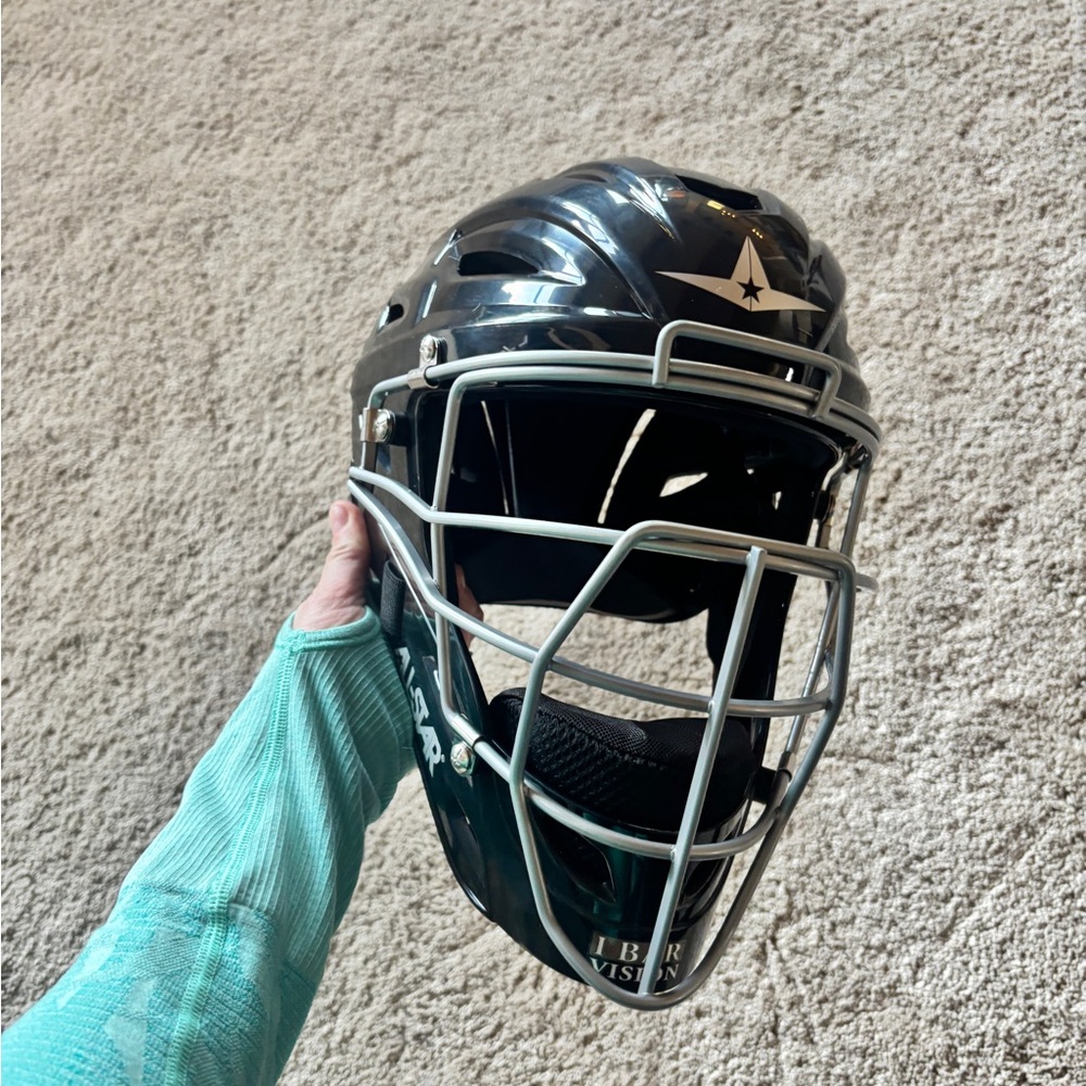 ALL-STAR baseball catcher helmet youth size 6 1/8 -7  black